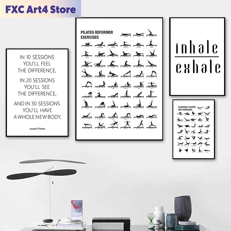 Pilates Yoga Workout - Plakat bez ramy z schematem ćwiczeń